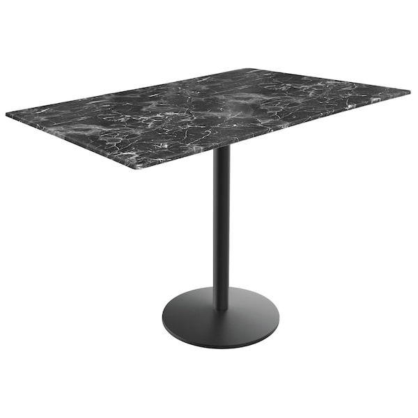 42 Tall OD214 Black Table Base w22 Diameter foot and 32x48 Black Marble Top, IndoorOutdoor